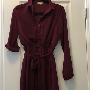 Burgundy Button-Up dress